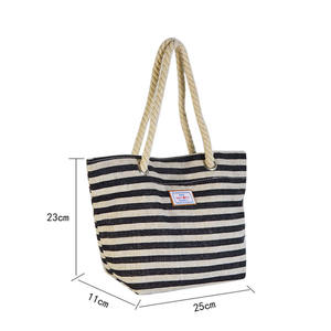 Sedex Bsci Factory Luxury <b>Women</b> Trendy Bling Foil Printed Striped Rope Handle Luxury Beach <b>Bag</b> - Product Image 4