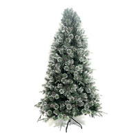 Pohon Natal Berlapis Salju Buatan dengan Hiasan Buah Pinus, Dekorasi Liburan Musim Dingin untuk Pajangan Jendela Mal & Etalase Dalam Ruangan