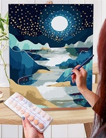 KITS de peinture par numéros personnalisés en usine de bonne qualité, paysage marin peint à la main, peinture à l'huile pour enfants et adultes débutants
