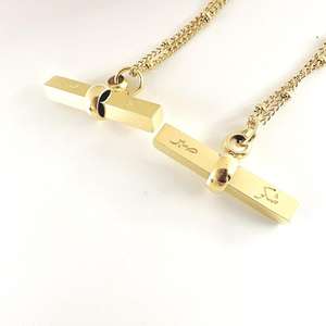 Collier en acier inoxydable Sabr-<span class=keywords><strong>Shukr</strong></span> en forme de T, bijoux islamiques arabes musulmans, bijoux de mode en gros pour l'Aïd - Product Image 1