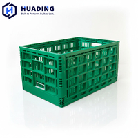 Caisse en plastique pliable et empilable HUADING 600*400*300 mm avec base antidérapante en PP pour entrepôt de fruits et chambre froide