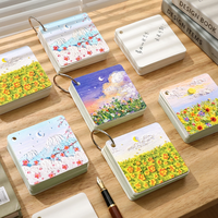 Nouveau Bloc-notes à spirale supérieur à feuilles mobiles, motif paysage peint à l'huile, pour étudiants, papeterie personnalisable, 80 feuilles