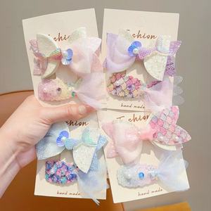 Juego de pinzas para el cabello con forma de cola de sirena, pasadores con brillantina para niñas pequeñas, accesorios para el cabello de princesa - Product Image 1