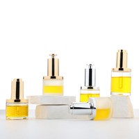 HOPECK Flacon en verre 30/50ML en aluminium pour huile essentielle/sérum, avec pipette compte-gouttes à bouton-poussoir concave en T 20/415, pour mascara