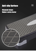 Plataforma de Step Ajustable de 68 cm de ABS para Ejercicios Aeróbicos en Casa y Desarrollo Muscular, Incluye Dos Elevadores