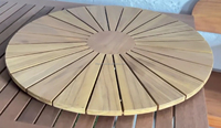Plateau de table rond à lattes en teck massif Tectona Grandis Lifepursue pour extérieur et jardin, pièces de table en bois pour repas