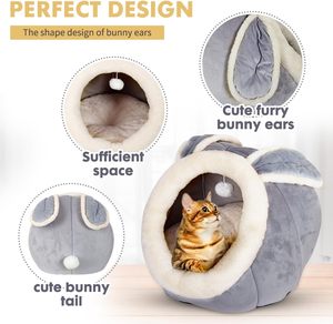 Hot Sale Striped Faux Fur Cartoon Style Comfortable All Seasons Cat <b>House</b> Pet <b>Bed</b> - Product Image 2