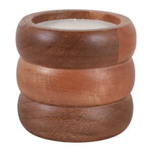 Candela in Legno di Mango Scanalato Profumata alla Vaniglia Stile Pilastro per Decorazione Interna ed Esterna - Product Image 2