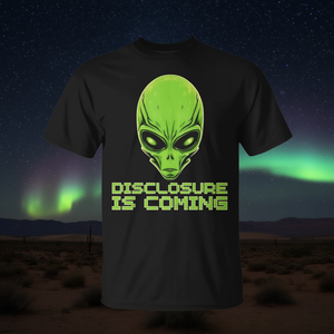 T-shirt promotionnel unisexe noir pour adulte avec motif Alien Head Disclosure Is Coming - Product Image 3