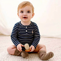 Vêtements pour bébé, combinaison rembourrée à manches longues pour l'automne, garçons et filles, combinaison rayée, combinaison pour nouveau-né, coton double face