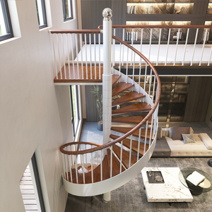 Escalier en colimaçon de villa de luxe, facile à installer, sans soudure, marches en bois massif intérieures, escalier hélicoïdal, couleur personnalisée - Product Image 4