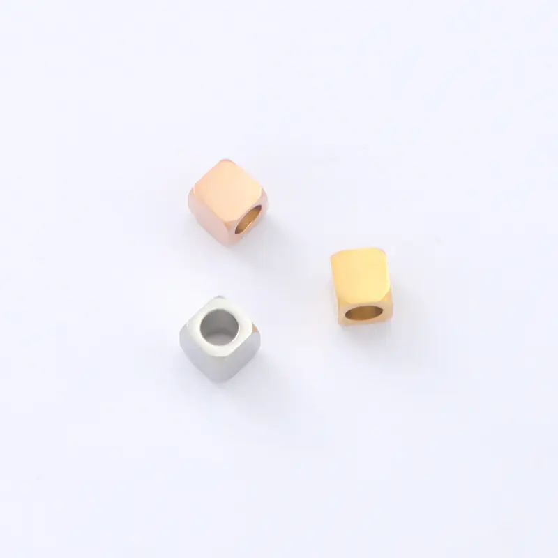 Limited Stainless Steel Round Corners Square Bracelet Spacer Beads Gold Plated Large Square Loose Beads For Jewelry Making