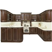 Armoire de cuisine en bois de cerisier massif |   Plan de travail en marbre |   Modulaire moderne |   Conception 3D personnalisée gratuite |   Évier |   Glissière de tiroir |   Charnière