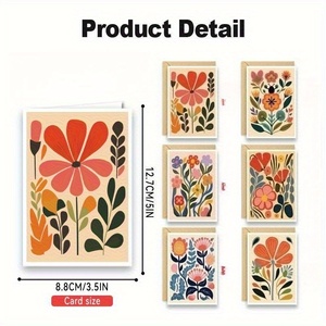 Commande en gros de cartes de voeux d'<span class=keywords><strong>anniversaire</strong></span> sur le thème des fleurs modernes du milieu du siècle avec logo personnalisé en carton <span class=keywords><strong>pour</strong></span> hommes femmes enfants vente en gros - Product Image 4