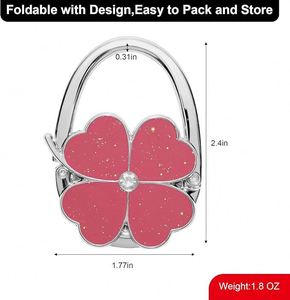 Soporte Plegable de Aluminio para Bolsos, Antideslizante y Resistente a los Arañazos, en Forma de Trébol de Cuatro Hojas, con Capacidad de 3 kg para el Escritorio - Product Image 2