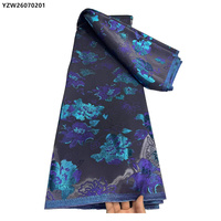Tissu de dentelle de brocart d'organza d'impression de fleurs italiennes 100% tissu de jacquard de brocart de polyester pour la robe de femmes