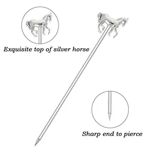 RTS Creative Silver Horse Golden Horse Fruit Pick Stainless Steel Fruit Pick Cocktail Decorative Pick Tool Reusable Toothpick