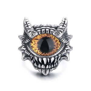 Bague de mode pour homme en acier inoxydable 316L titane, style Hip Hop Punk Gothique Vintage, avec pierre précieuse délicate et motif œil de Horus et œil du <span class=keywords><strong>diable</strong></span> géométrique - Product Image 6