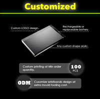 Badge nominatif LED en acrylique personnalisé rechargeable par USB, portable, avec cordon, porte-carte d'identité lumineux pour cadeaux promotionnels, 7 couleurs