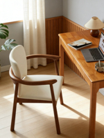 Fauteuil de salle à manger ergonomique moderne |   Siège et dossier rembourrés en cuir PU, structure en bois massif en caoutchouc |   Meuble d'appoint pour salle à manger et salon