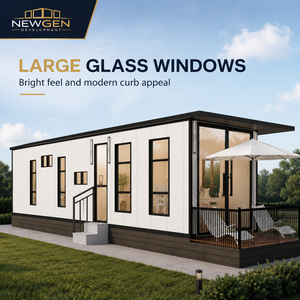 Casa Prefabricada Moderna con Paneles Sándwich NEWGEN DEVELOPMENT, Villa Rectangular con Ventanas Grandes de Vidrio - Product Image 1