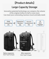 Mochila de Viaje Expandible con Compresión al Vacío, Impermeable, de Oxford, para Portátil, para Viajes de Negocios, para Hombre y Mujer