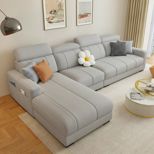 Sofá en Forma de L Económico, Sofá Moderno de Tela Suave con Área de Descanso, Sofás Minimalistas para Sala de Estar, Oferta, Color Gris Claro - Product Image 3