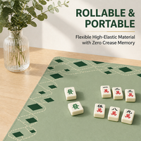 Tapis de Mahjong Anti-Bruit Personnalisé en Néoprène Vert Antidérapant, Tapis de Jeu de Table Enroulable avec Coutures Anti-Déchirure, OEM