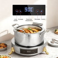 Réchaud de buffet électrique numérique en acier inoxydable 304, avec couvercle en verre visible, pour maintien au chaud des aliments