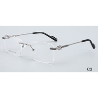 W25605 Marcos de gafas de metal unisex Marco óptico de metal sin montura Diseño de moda Logotipo personalizado