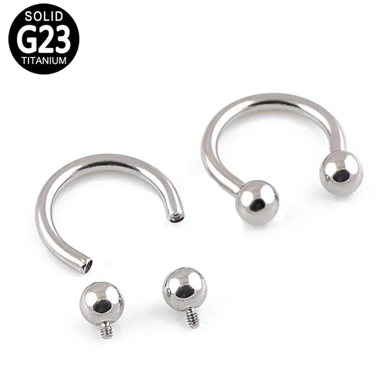 Fábrica al por mayor titanio Barbells herradura Labret Helix joyería cuerpo Piercing internamente externamente roscado pendiente