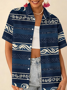 Chemise Hawaïenne Homme Manches Courtes Col V Uni Polyester Décontractée Fermeture Boutons Corne Respirante Vacances d'Été Sans Repassage - Product Image 5