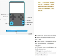 Console de jeux vidéo portable K10, lecteur de jeux 500-en-1, écran 2,4 pouces, classique rétro, joystick, boîte pour garçons, enfants, cadeaux de Noël