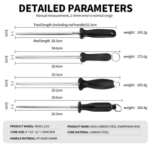 Aiguiseur de couteaux de chef de <span class=keywords><strong>boucher</strong></span> professionnel de 8 pouces Aciers d'affûtage en acier à aiguiser - Product Image 6