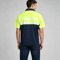 Chemises à boutons brodées à manches courtes imprimées avec bandes réfléchissantes pour hommes, t-shirts respirants à col montant
