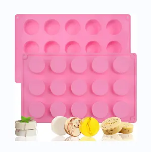15 Cavity Round Silicone Molds for Handmade Soap, Lotion Bars, Bath Bombs, Chocolate, Cake
