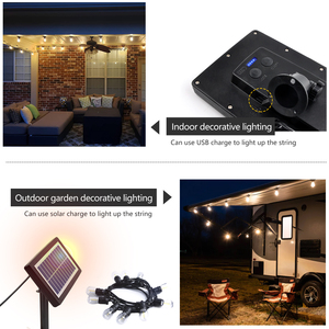 Portable 29ft(8.8m) 10 Pieces S14 Bulbs Led String <strong>Lights</strong> <strong>Outdoor</strong> Waterproof <strong>Solar</strong> Powered Camping <strong>Light</strong> String - Product Image 5