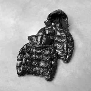 Winter Custom Design Waterproof Black <b>Zip</b> <b>up</b> <b>Jackets</b> Soft Warm Fluffy Bubble Coat Oversized Shiny Puffer <b>Jacket</b> - Product Image 1