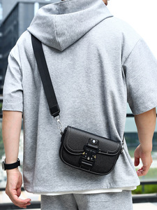 Bolso Bandolera Negro Vintage, Bolso de Hombro para Negocios, Bolso Mensajero de Moda para Hombre en Cuero PU, con Cierre Impermeable y Cremallera - Product Image 6
