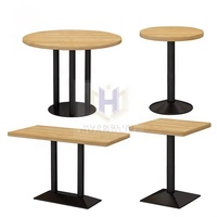 Meubles de restaurant commercial pieds en métal noir forme rectangulaire dessus de table en bois tables en métal de luxe pour restaurant