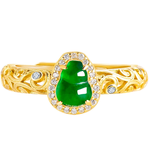 S925 <b>silver</b> <b>ring</b> <b>set</b> with natural A-grade jadeite emerald green conch ice-grade jade, a fashionable and simple <b>ring</b> for women. - Product Image 5