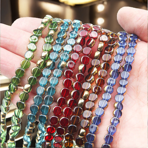 Perles en verre cristal transparentes multicolores de 6,3 mm à bord doré pour la fabrication de colliers, accessoires pour cheveux et bracelets DIY - Product Image 2