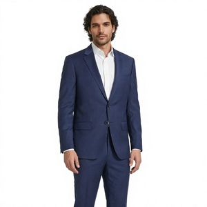 Últimos Trajes de Novio Bridalaffair, Esmoquin Azul con Solapa, Trajes de Negocios para Hombre con Cuello en V, Corte Entallado, 3 Piezas (Chaqueta+Pantalones+Chaleco), Tallas Grandes - Product Image 4