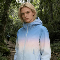 Blouson bomber à capuche triple couche 100 % imperméable et respirant, réversible, motif printanier, manteau d'extérieur, couleurs dégradées personnalisées