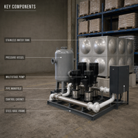 Équipement d'alimentation en eau à pression constante à fréquence variable sans pression négative industrielle avec filtration par osmose inverse