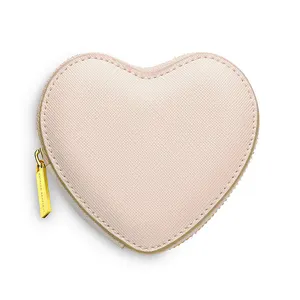 Jantung Koin Dompet Zipper Saffiano Kulit Ritsleting Dompet untuk Gadis Emas Hot Stamped Logo Bergaya Ritsleting Koin Dompet