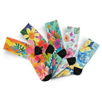 Chaussettes d'été pour hommes en gros, motif floral tropical, impression numérique fantaisie, thème botanique, pour fêtes, en Spandex/Polyester