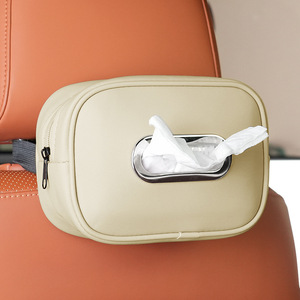 T-1235 Organisateur de voiture portable en cuir PU souple de haute qualité avec logo personnalisé, boîte à mouchoirs universelle pour dossier de siège, rangement de papier, nouveau intérieur - Product Image 4