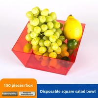 Fabrieksgroothandel wegwerp plastic PS transparante vierkante saladekommen fruitkommen groentebakjes voor restaurantbuffet