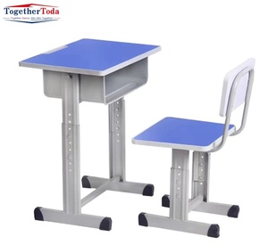 Ensemble table et chaise d'école, table de classe individuelle, structure métallique, bureau et chaise pour étudiants - Product Image 3